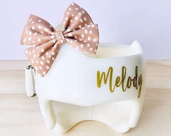 DUSTY ROSE SPECKLE (Easter Morning Collection) - Cranial Helmet Bow - Doc Band Bow - Starband Bow