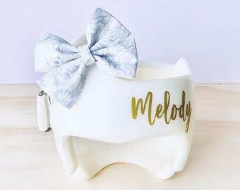 LIGHT BLUE FLORAL Cranial Helmet Bow - Doc Band Bow - Starband Bow