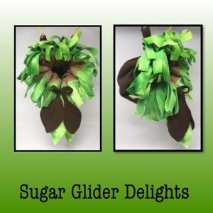 Sugar Glider, Flower Nest, Flower Pouch, Sleeping Pouch Brown/green fringe
