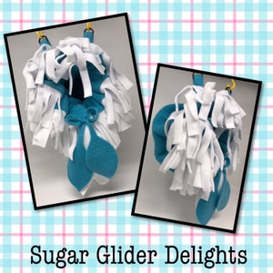 Sugar Glider, Flower Nest, Flower Pouch, Sleeping Pouch Turquoise/white