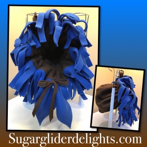 Sugar Glider, Flower Nest, Flower Pouch, Sleeping Pouch Brown/blue fringe