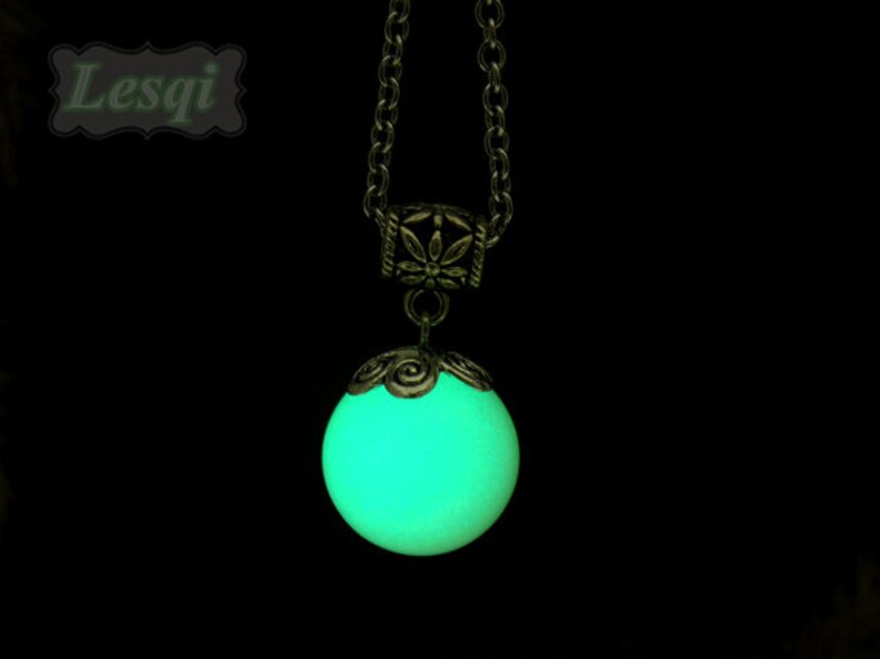 Glowing ball stone necklace with blue light,Glow ball necklace,Stainless steel necklace,Glow in the dark