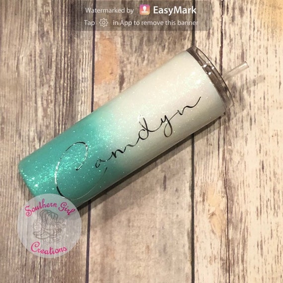 Elegant Mint Green Tumbler Ombre Glitter Tumbler Mint Etsy