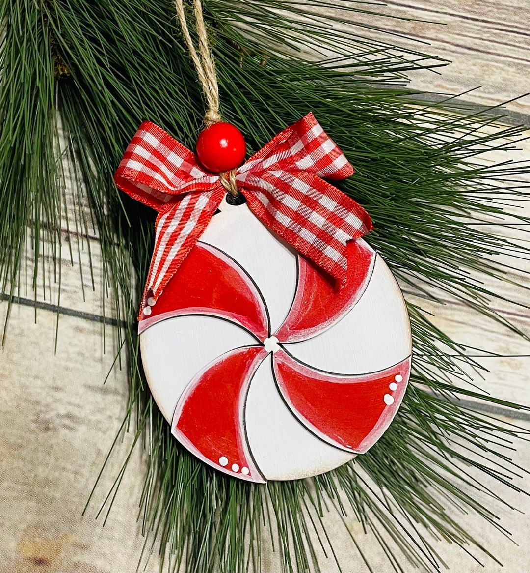 Peppermint Candy Ornament | Christmas Ornament | Wood Ornament | Hand ...