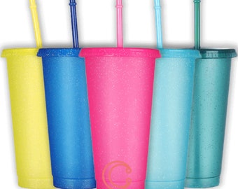 24oz Glitter Cold Cups | Frosted & Solid Colours | BPA Free Tumblers