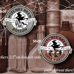 Flask Labels Stickers LS0058 Halloween Witches Brew Vinyl Stickers Hip Flask image 5