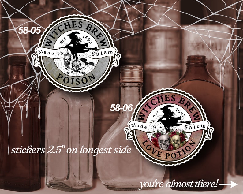 Flask Labels Stickers LS0058 Halloween Witches Brew Vinyl Stickers Hip Flask image 5