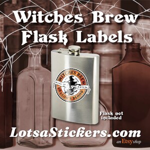 Flask Labels Stickers LS0058 Halloween Witches Brew Vinyl Stickers Hip Flask image 7