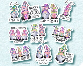 Easter Vinyl Stickers | LS0095 | Gnomes | Happy Easter | Easter Eggs | Girl Gnome | Boy Gnome | Easter Egg Hunt