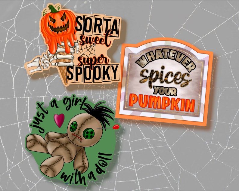 Spooky Stickers LS0054 Halloween Voodoo Ice Cream Pumpkin image 1