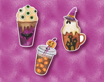 Halloween Vinyl Stickers | LS0068 | frappuccino | latte | coffee | pumpkins | stickers