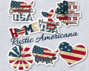 Americana Vinyl Stickers | LS0006 | Americana | American Flag | Windmill | USA | Home | Love | Home of the Brave | Sunflower | Heart