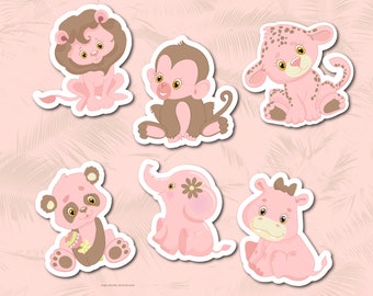 Baby Jungle Animals Vinyl Stickers | LS0009 | Baby Animals | Lion | Monkey | Hippo | Elephant | Panda