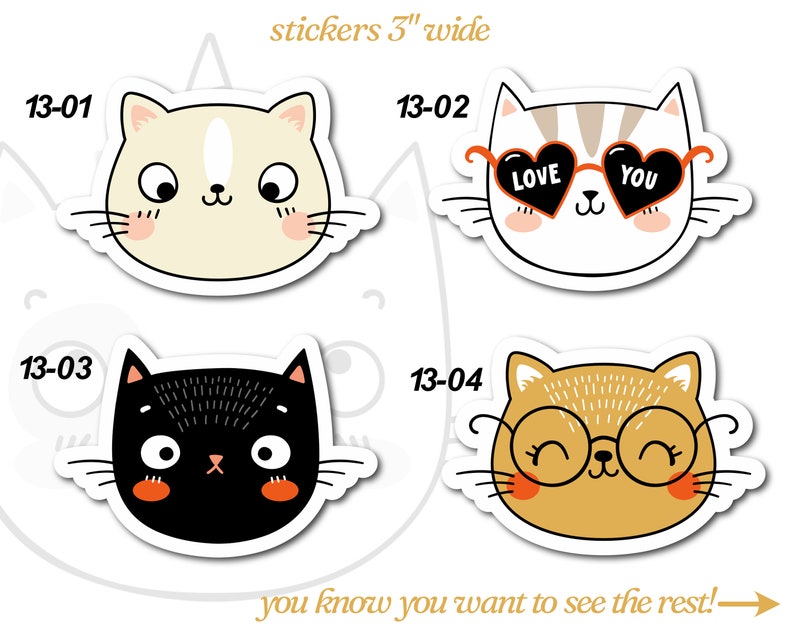 Kawaii Cat Face Vinyl Stickers LS0013 Emotions Santa Happy Sad Cartoon image 3