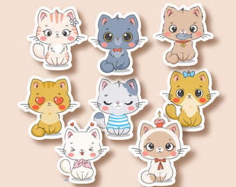Cute Cats Vinyl Stickers | LS0073 | Cat Lady | Kittens | Kawaii Cats | Kawaii Kittens