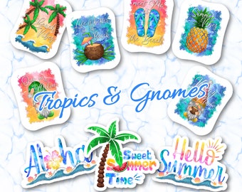 Tropical Gnomes Vinyl Stickers | LS0001 | Tropical Gnomes | Summer | Palm Tree | Beach | Vacation