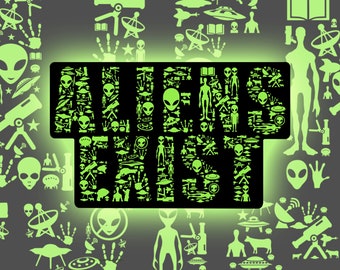 Aliens Vinyl Sticker | LS0091 | Aliens Exist | Space | Outer Space | Alien Beings | Spacemen | Milky Way