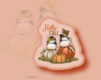 Hello Fall Sticker | LS0061 | Chickadee | Pumpkins | Autumn