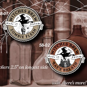 Flask Labels Stickers LS0058 Halloween Witches Brew Vinyl Stickers Hip Flask image 3