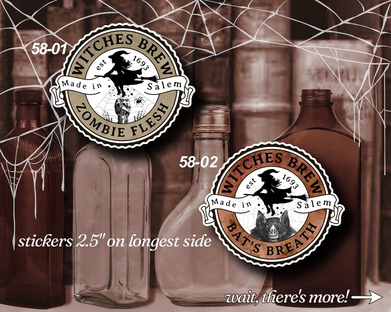 Flask Labels Stickers LS0058 Halloween Witches Brew Vinyl Stickers Hip Flask image 3