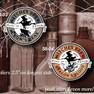 Flask Labels Stickers LS0058 Halloween Witches Brew Vinyl Stickers Hip Flask image 4