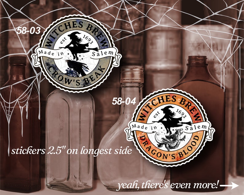 Flask Labels Stickers LS0058 Halloween Witches Brew Vinyl Stickers Hip Flask image 4