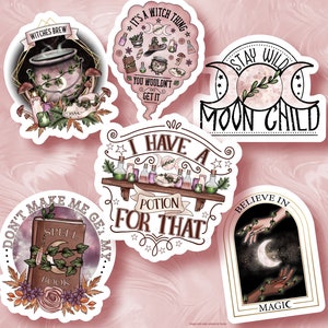 Magic Witchy Vinyl Stickers LS0081 Witches Coven Moon Witch's Brew image 1