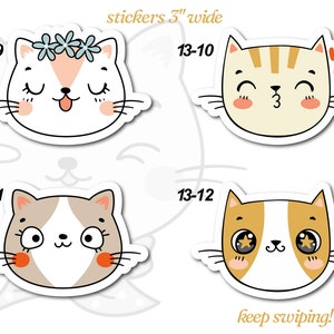 Kawaii Cat Face Vinyl Stickers LS0013 Emotions Santa Happy Sad Cartoon image 5