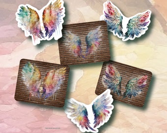 Angel Wings Vinyl Stickers | LS0100 | Watercolor | Brick Wall | Heaven | Love | Art