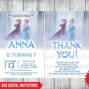4x6 Frozen 2 Anna en Elsa Forest Uitnodiging en Bedankkaart - Frozen 2 Afdrukbare Verjaardagsuitnodiging - Frozen 2 DIGITAAL BESTAND