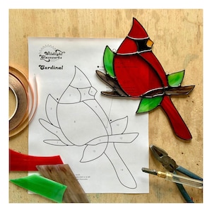 PATTERN | Cardinal stained glass pattern | Beginner bird pattern | Digital Download