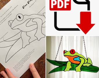 DIGITAL DOWNLOAD pattern | Tree Frog stained glass pattern