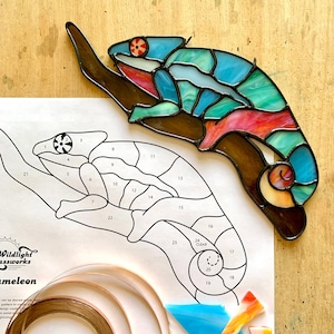 Chamäleon Glasmalerei-Muster: Lizard Reptile Design (Digitaler Download)