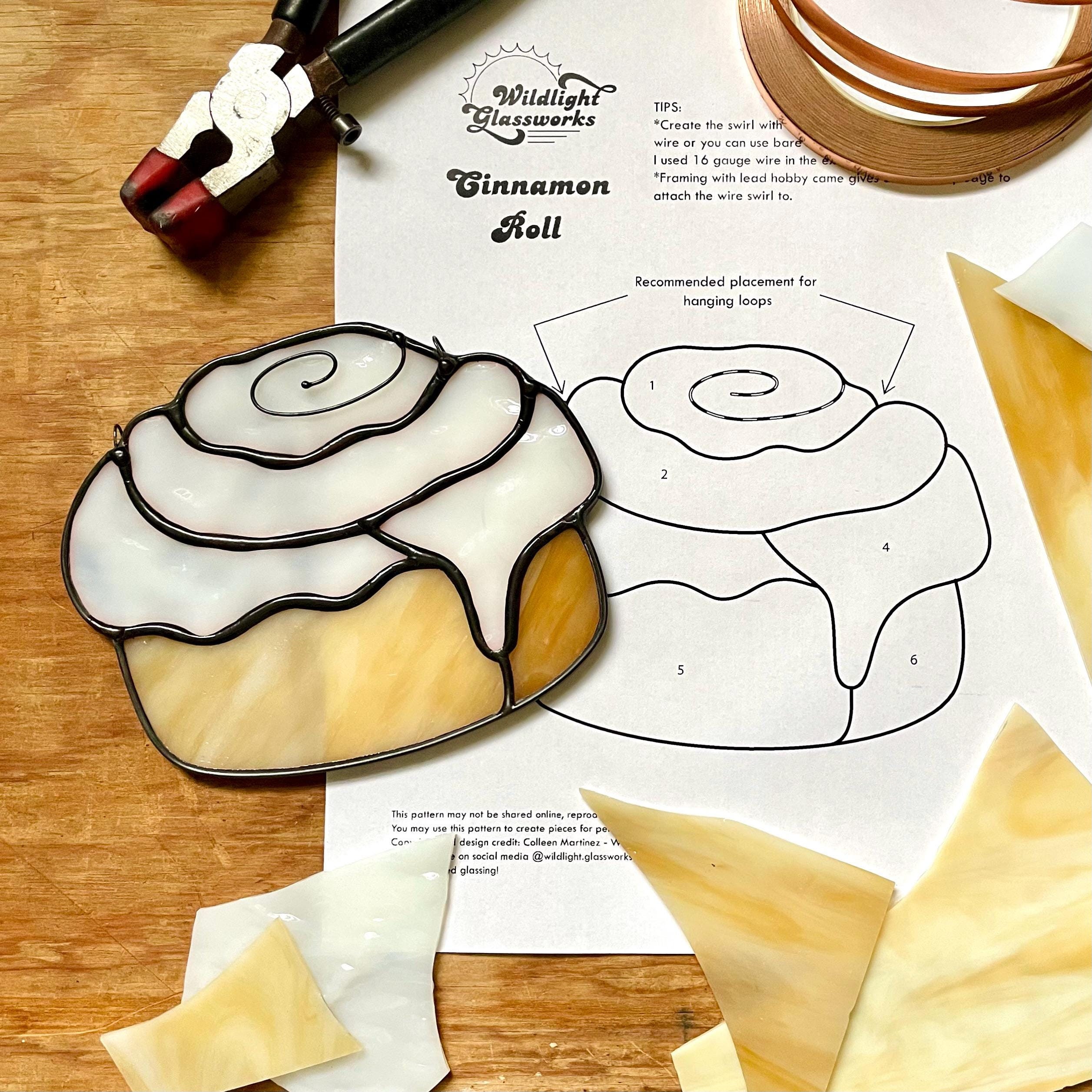 DIGITAL DOWNLOAD Pattern | Cinnamon Roll Stained Glass Pattern | Food ...