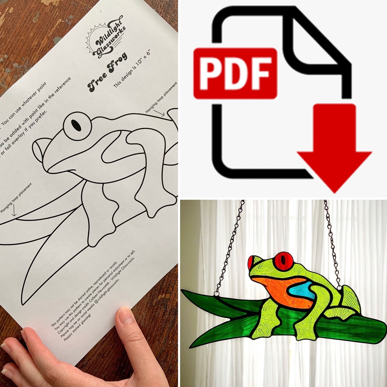 DIGITAL DOWNLOAD Pattern Tree Frog Stained Glass Pattern | Etsy