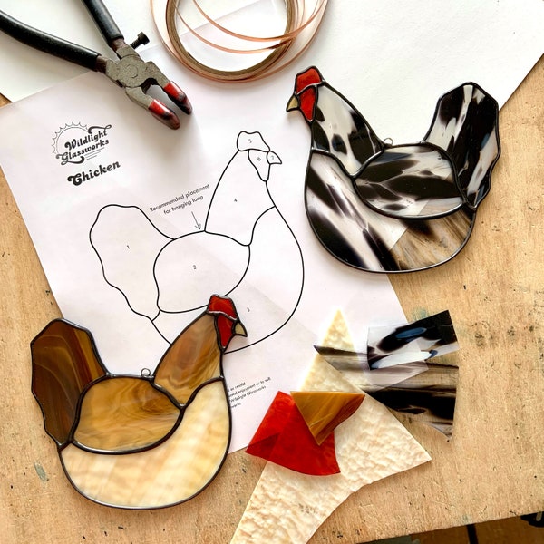 DIGITAL DOWNLOAD pattern | Chicken Hen Stained Glass Pattern | Beginner