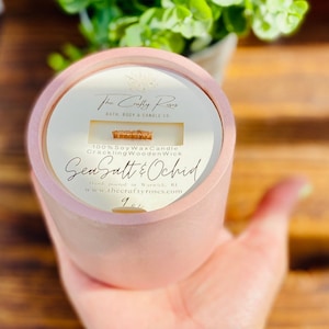 Sea Salt & Orchid Soy Candle|Soy Candle|Wooden Wick Candle|Cement Candle|Concrete Candle|Handmade Candle|Cement Planter|Unique Candles|