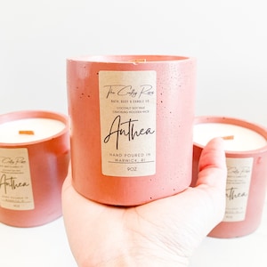 Anthea Coconut Soy Candle|Soy Candle|Wooden Wick Candle|Cement Candle|Concrete Candle|Handmade |Cement Planter|Unique Candles|
