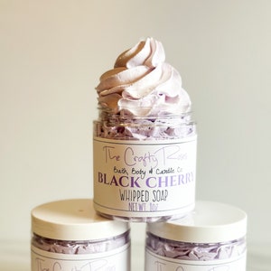 NEW! Black Cherry Whipped Sugar Scrub  | Cherry Scented Foaming Bath Whip  |Gift | Self Care | Spa | Cherry Soap | Foaming Bath Whip