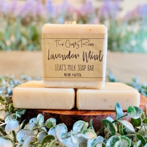 Handmade Lavender Mint Goats Milk Soap Bar - 4.5oz