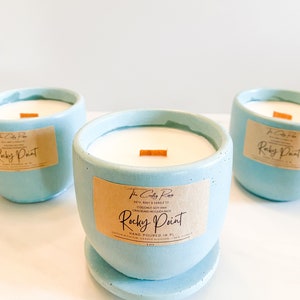 Rocky Point Coconut Soy Candle|Soy Candle|Wooden Wick Candle|Cement Candle|Concrete Candle|Handmade |Cement Planter|Unique Candles|