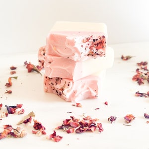 Pink Roses Soap Bar| Pink Rose Clay Soap | Natural Soap | Cold Process Soap | Artisan Soap | Rustic Soap | Floral Soap | Unisex Soap