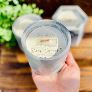 Black Current, Eco Friendly Candle, Cozy, Soy, Candle, Wooden Wick Candle, Cement Candles, Planter, Candle Gifts for her, Gifts for Him