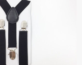 Schwarz Herren Hosenträger Knopfloch 25mm Einstellbar Elastisch Erwachsene