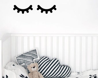 Sleepy Eyes Wall Decal - Eyelash Wall Decal - Sticker - Scandinavian Decor - Multiple Colors, Sizes and Quantites available