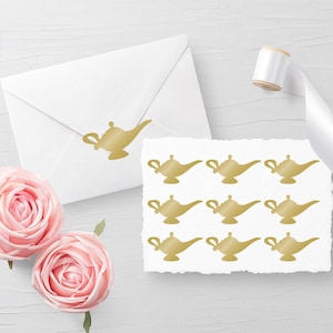Set di 10 adesivi per lampade di Aladino, sigilli per buste del genio, sigilli per compleanni, sigilli per inviti, adesivi per planner - 30 colori diversi disponibili