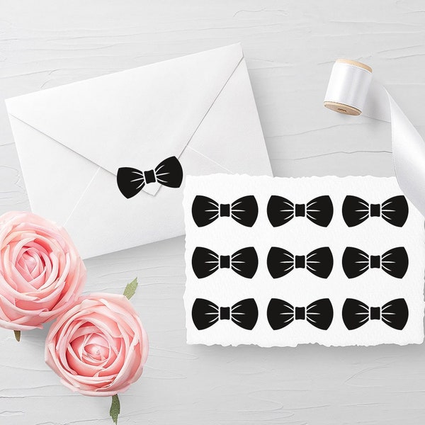 Set of 10 Bow Tie decals, Envelope Seals, Birthday seals, Glass decals, Invitation Seals, Planner Stickers - 30 different colors available