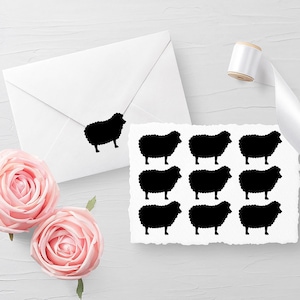 Set of 10 Sheep decals, Envelope Seals, Birthday seals, Glass decals, Invitation Seals, Planner Stickers 30 different colors available
