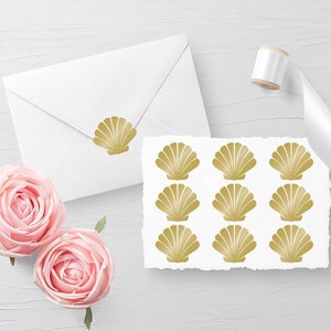 10er Set Muschel Aufkleber, Briefumschlag Aufkleber, Glas Aufkleber, Geburtstag Aufkleber, Aufkleber für Einladungen, Planer Aufkleber in 30 verschiedenen Farben erhältlich