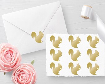 Set of 10 Squirrel Decals, Envelope Seals, Planner Stickers - Multiple Colors and Sizes available